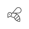 Thin Icon on Insect, Allergen or Products Containing Honey. Such Line Sign as Flying Bee, Wasp or Bumblebee. Vector