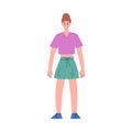 Thin lean woman with underweight BMI, flat vector illustration isolated.