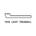 Thin Light Treadmill icon. Linear illustration for modern walking pad. Contour isolated vector image. Compact sports equipment for