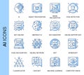 Thin Line Artificial Intelligence Vector Icons Set