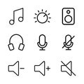 Thin line audio icons