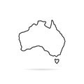 Thin line australia map with shadow Royalty Free Stock Photo