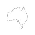 Thin line australia map with shadow. concept of land edge, delineation, country outlines, terrain. isolated on white background.