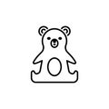 Thin line baby icon. Toy, plaything bear.