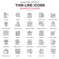 Thin line banking and finance icons set for website and mobile site and apps.