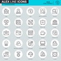 Thin line basic icons set