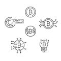 Line bitcoin illstrations set on white background