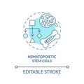 Thin line blue hematopoietic stem cells icon concept