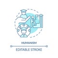 Thin line blue icon humanism concept
