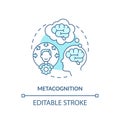Thin line blue icon metacognition concept Royalty Free Stock Photo