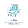 Thin line blue icon peer support concept