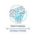 Thin line blue icon profit margin concept