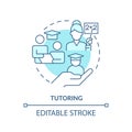 Thin line blue icon tutoring concept