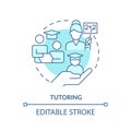 Thin line blue icon tutoring concept Royalty Free Stock Photo