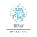 Thin line blue mesenchymal stem cells icon concept