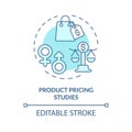 Thin line blue product pricing studies icon concept