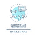 Thin line blue recognition and rewards center concept