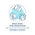 Thin line blue space over time orientation icon concept