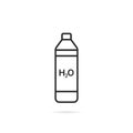 Thin line bottle icon with shadow