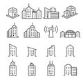 Thin line building icon set 2, vector eps10