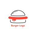 Thin line burger logo with red sauce