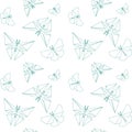 Thin Line Butterfly Paper Origami Style. Vector Seamless Pattern Paper Origami. Royalty Free Stock Photo