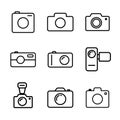 Thin line camera icons set