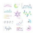 Thin line chart elements for infographic. Outline diagrams and linear graphs vector templates Royalty Free Stock Photo