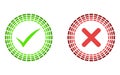 Thin line check mark icons. Green tick and red cross checkmarks flat line icons set. Vector illustration isolated on Royalty Free Stock Photo