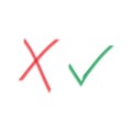 Thin line check mark icons. Green tick and red cross checkmarks flat line icons set. Vector illustration isolated on Royalty Free Stock Photo