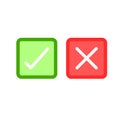 Thin line check mark icons. Green tick and red cross checkmarks flat line icons set. Vector illustration on white. Royalty Free Stock Photo