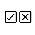 Thin line check mark icons. tick and cross checkmarks flat line icons set. Vector illustration on white