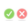 Thin line check mark icons. Green tick and red cross checkmarks flat line icons set. Vector illustration on white Royalty Free Stock Photo