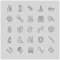 Thin line chemistry icons set