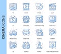Thin Line Cinema Related Vector Icons Set