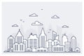 Thin line City landscape. Downtown landscape with high skyscrapers. Panorama architecture City landscape template