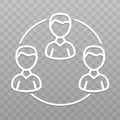 Thin line Collaboration business People icon. Meeting icon on transparent background.