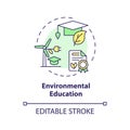 Thin line colorful environmental education icon concept