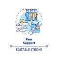 Thin line colorful icon peer support concept