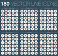 Thin line colorful icons vector symbols set