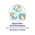 Thin line colorful space over time orientation icon concept