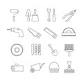 Thin line construction tools, home repair vector icons, toolkit symbols