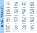 Thin Line Copyrighting Related Vector Icons Set