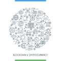 Thin line design cryptocurrency concepte Royalty Free Stock Photo