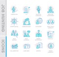 Thin line design style of job hunting icon set Royalty Free Stock Photo