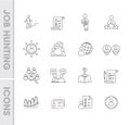 Thin line design style of job hunting icon set