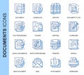 Thin Line Document Related Vector Icons Set