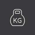 Line dumbbell weight icon on dark background
