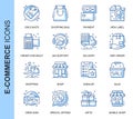 Thin Line E-Commerce Related Vector Icons Set Royalty Free Stock Photo