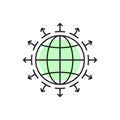 thin line earth globe like world expansion icon